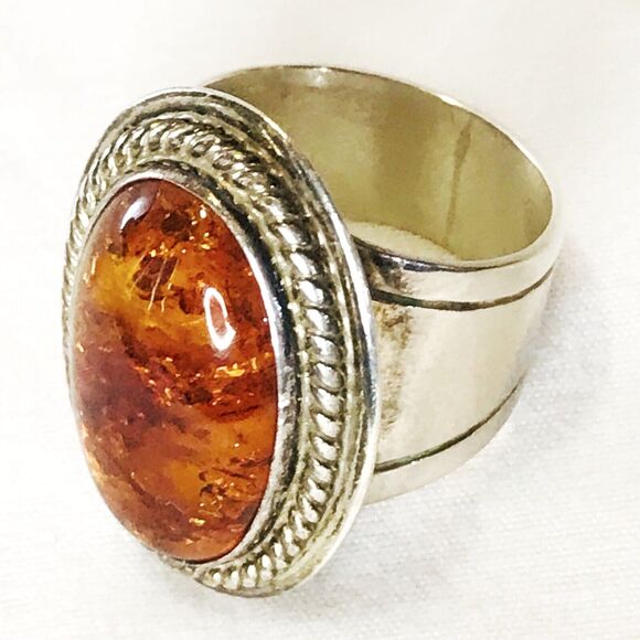 925 Sterling Silver Baltic Amber Ring DRT Desert Rose Trading Sz 9.5 - Picture 1 of 8